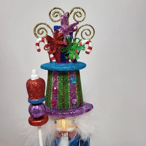 2 Kurt Adler Multi Colored Glitter Whimsical Christmas Nutcrackers 13.5" 2016 - Picture 5 of 16